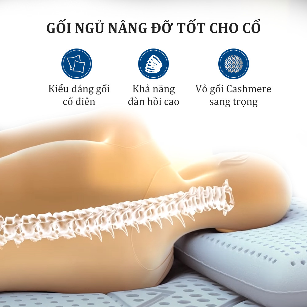 Gối cao su cao cấp Dunlopillo Comfort - Bảo vệ đốt sống cổ, chống mỏi vai gáy - Thương hiệu từ CHÂU ÂU