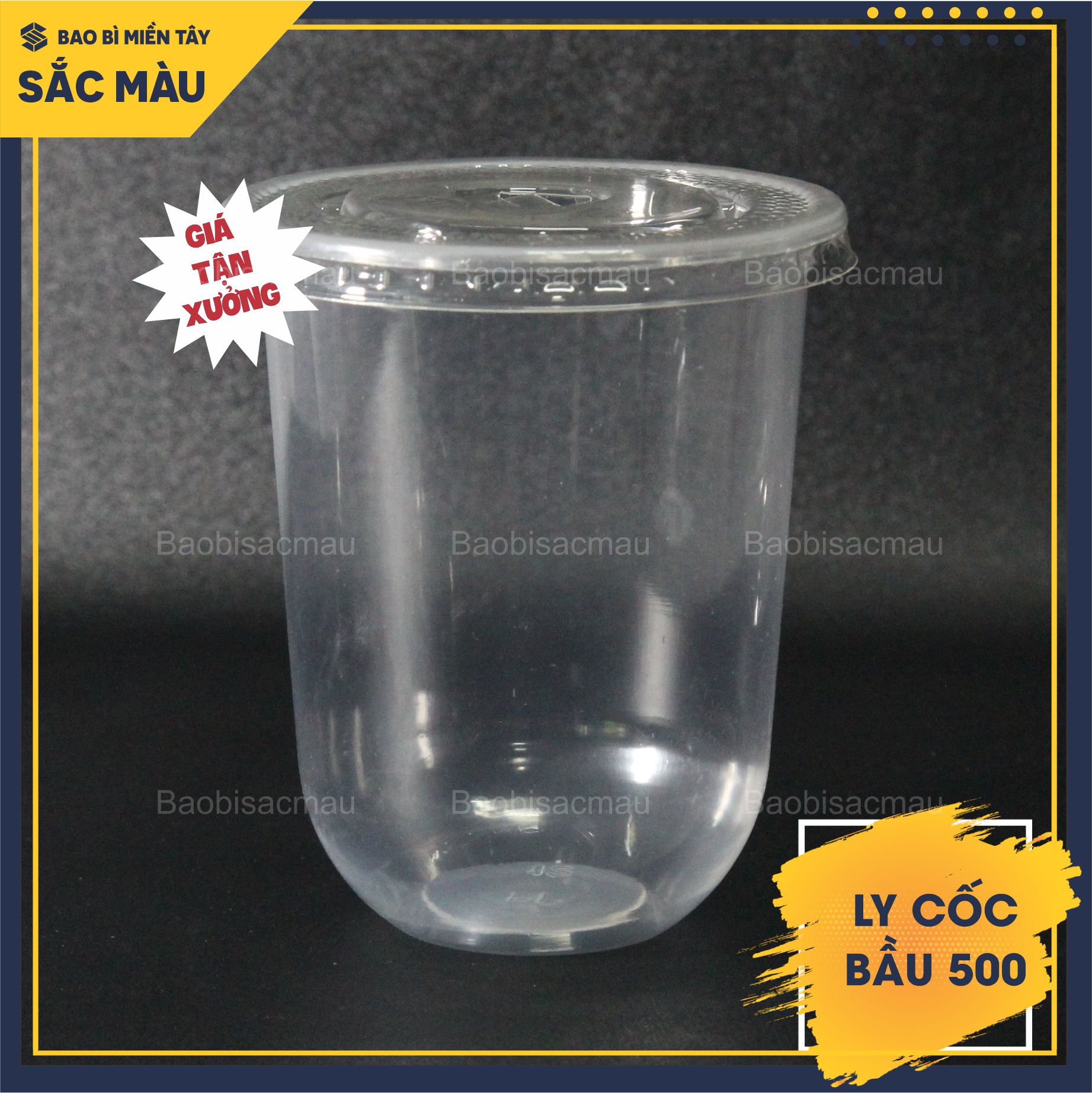 Sỉ 50 cốc nhựa/ ly nhựa đáy bầu 500ml kèm nắp