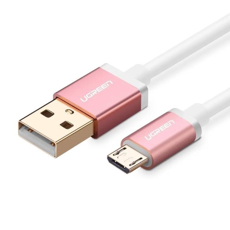 Ugreen UG30663US134TK 0.25M màu Hồng Cáp sạc truyền dữ liệu USB 2.0 sang MICRO USB đầu mạ vàng - HÀNG CHÍNH HÃNG