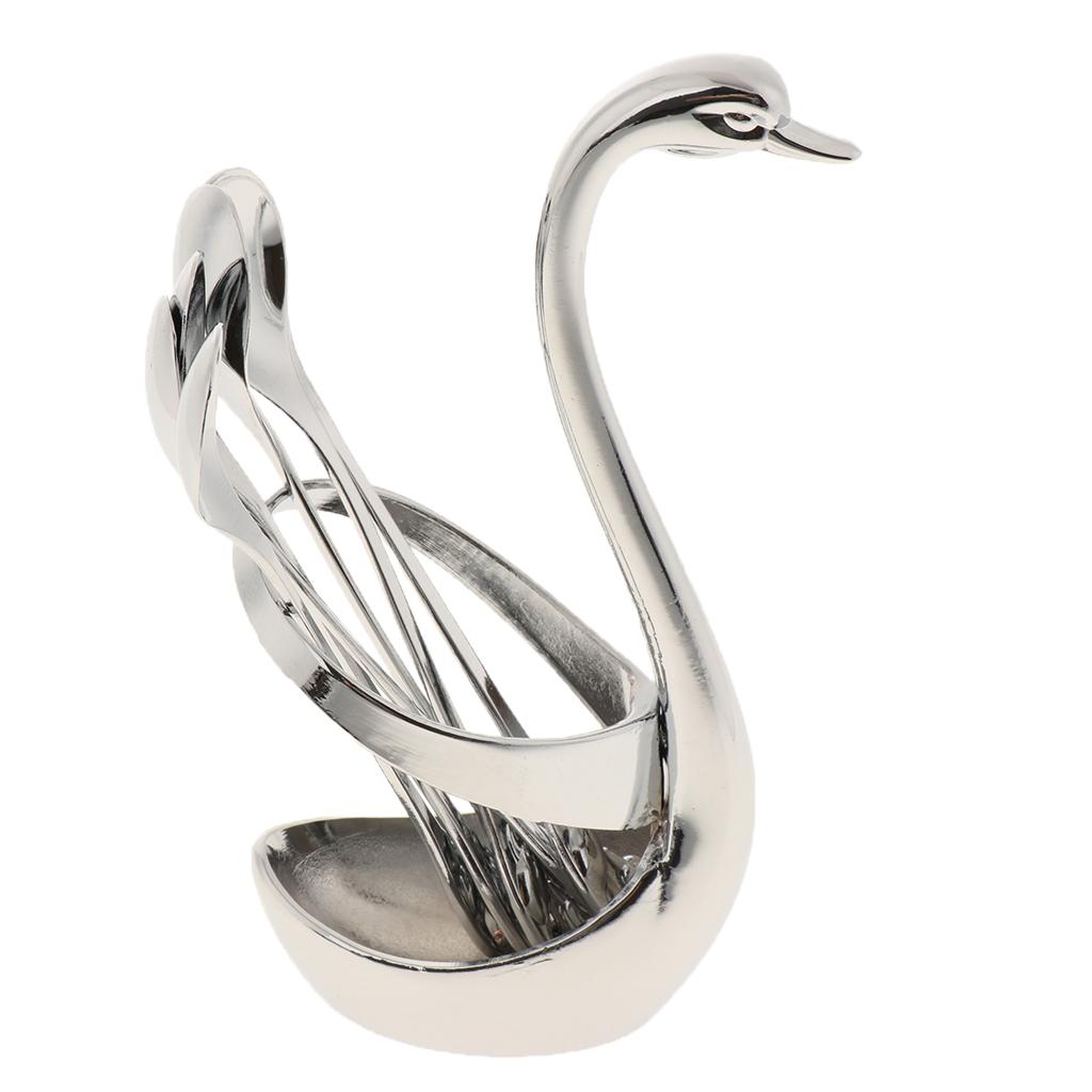 Swan Forks Spoons Dinnerware Set Base holder 6 spoon
