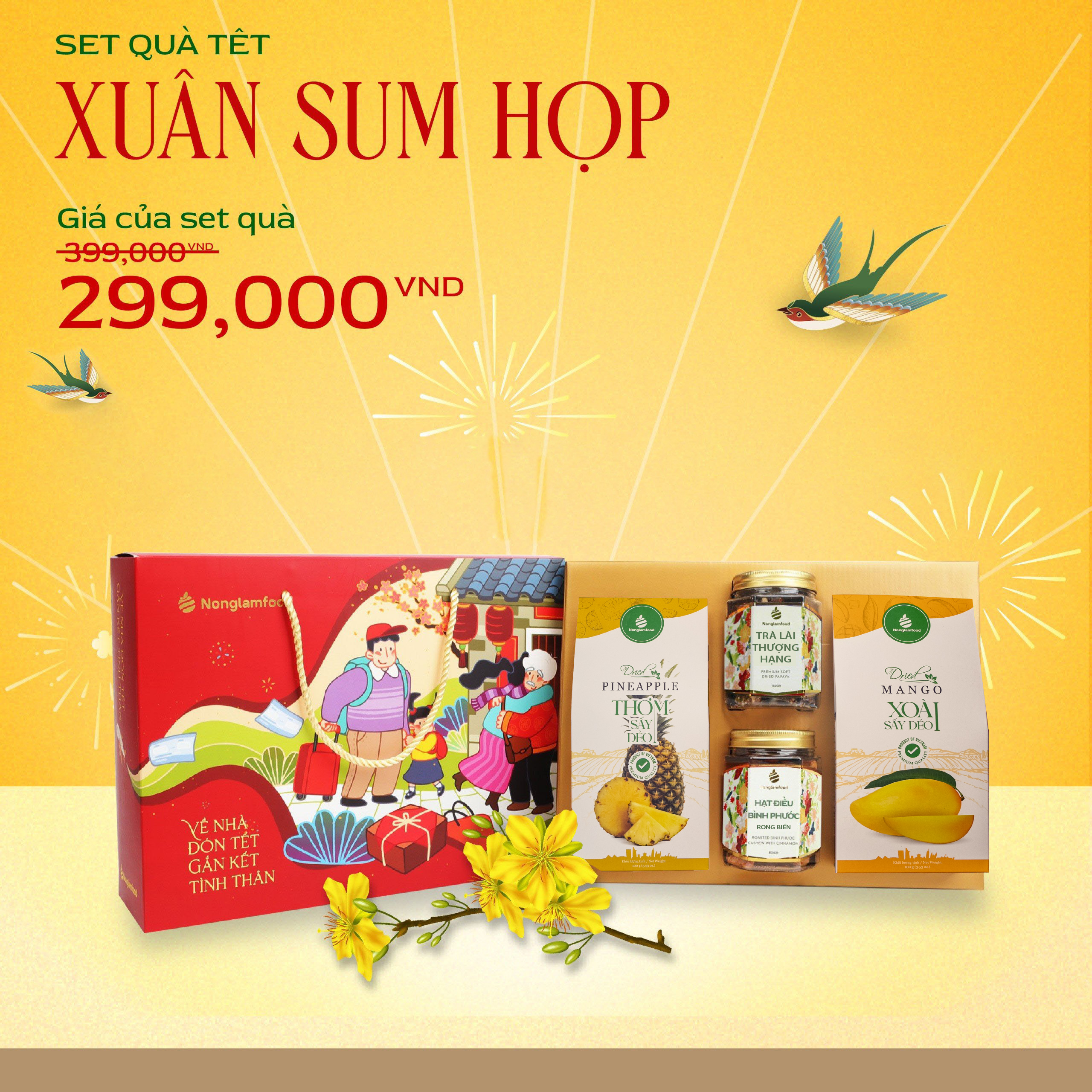 [BỘ QUÀ TẾT 2025] Set quà Tết Sum Họp Nonglamfood | Hạt mứt tết cao cấp cho người thân, đối tác