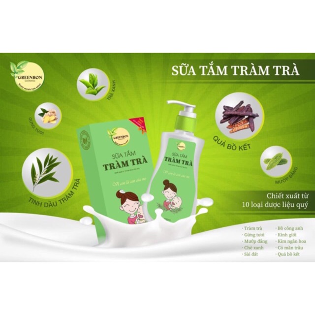 SỮA TẮM GỘI CHO BÉ TINH CHẤT TRÀM TRÀ GREENBON