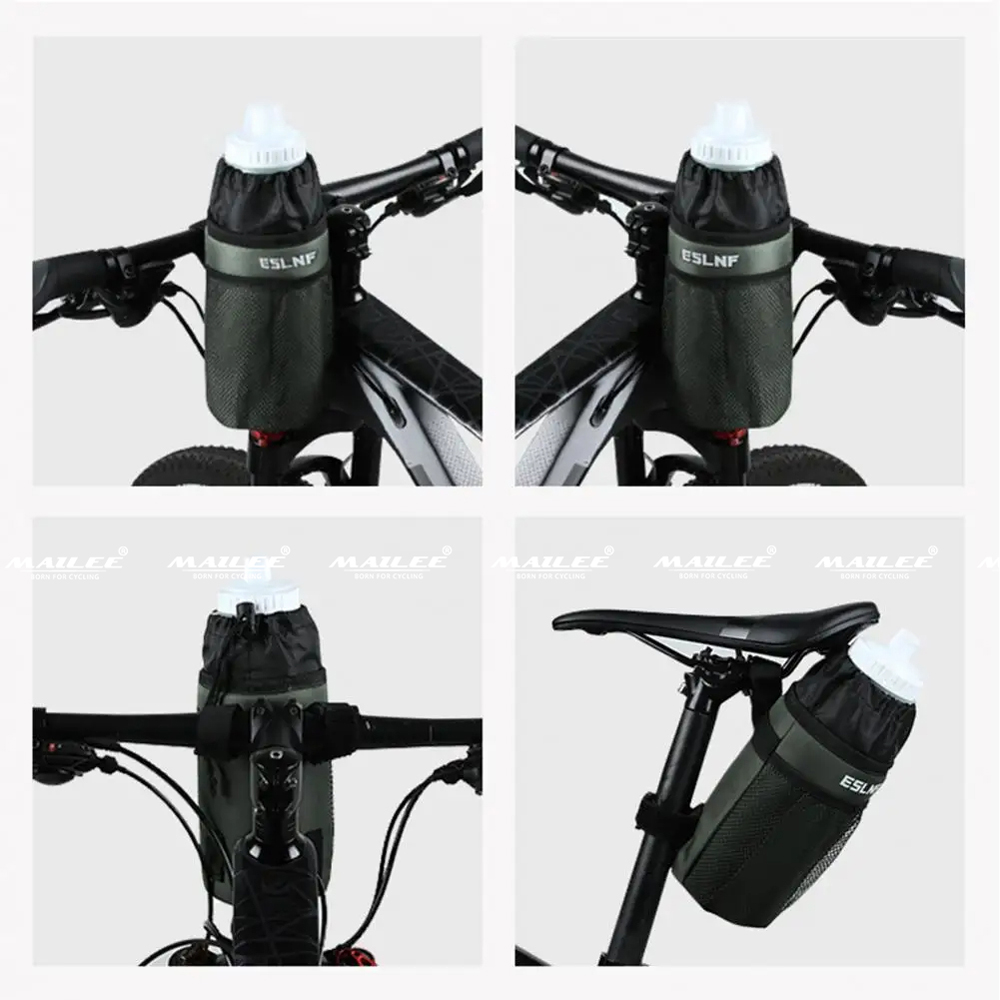 Túi Đựng Bình Nước Xe Đạp ESL-0073 Giữ Nhiệt Treo Tay Lái Địa Hình Đường Trường Đa Năng (Màu xanh quân đội) kích thước 24x9cm - Mai Lee
