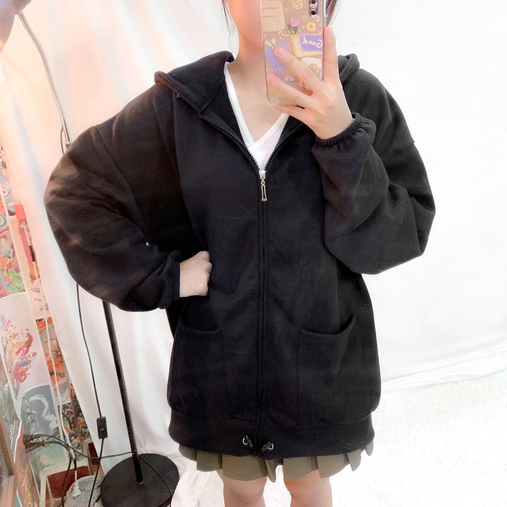 Áo khoác nỉ Zipper Túi Vuông phông Unisex nam nữ tee oversize form rộng pull Ulzzang Streetwear Hàn Quốc vải mềm