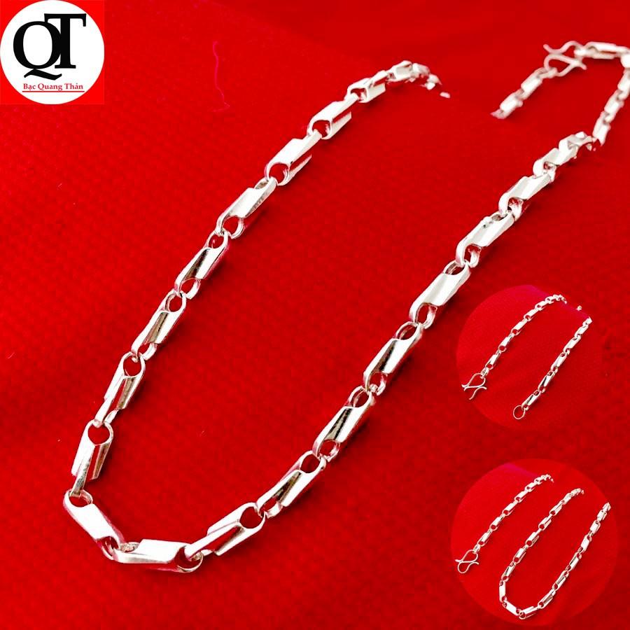 Dây chuyền bạc nam Bạc Quang Thản thiết kế kiểu dây tròn độ dài 50cm, trọng lượng có nhiều lựa chọn chất liệu bạc ta.