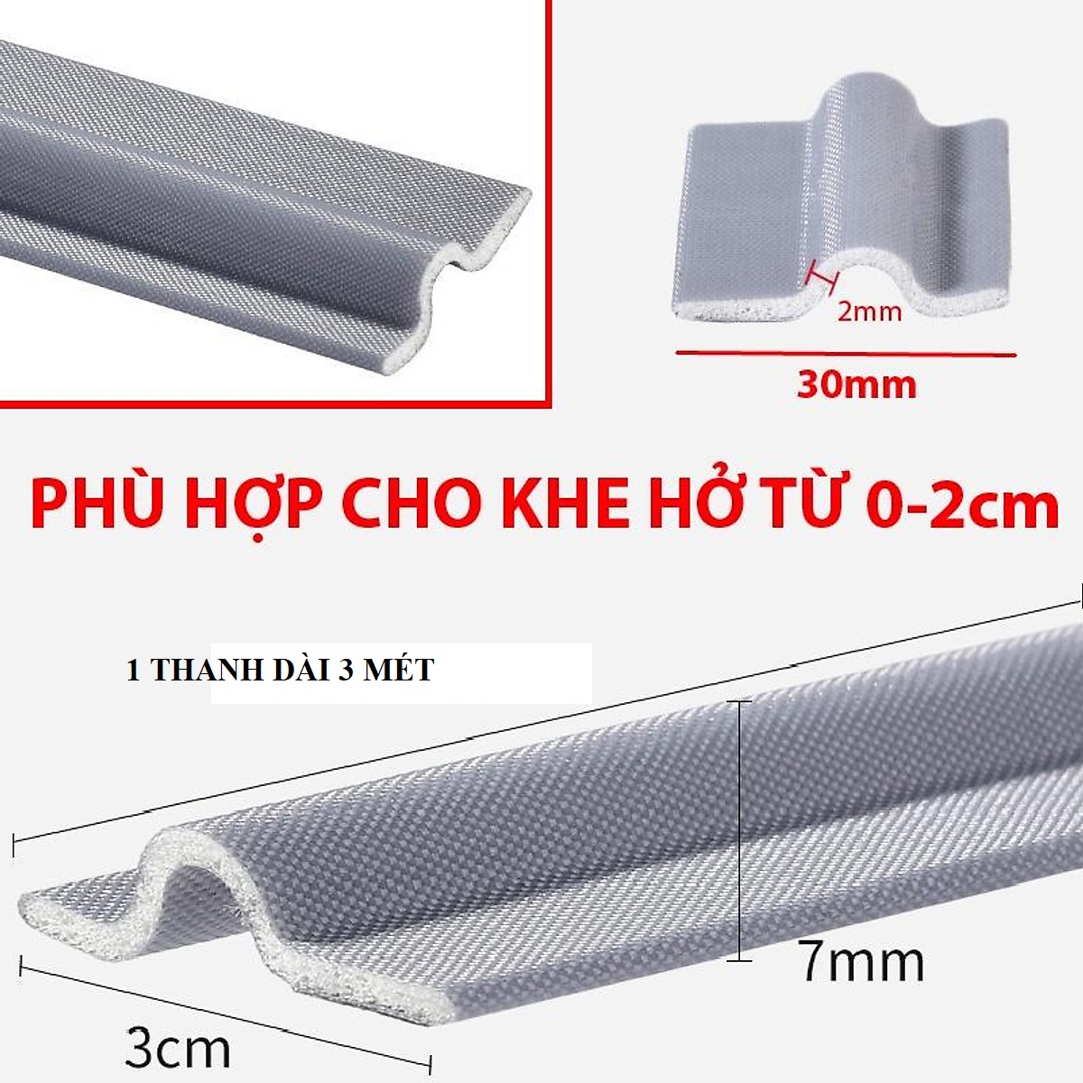 Ron Chặn Khe Cửa, Cuộn Dài 3met, Ron Dán Chân Cửa, Chặn Khe Cửa, Cách Âm, Ngăn Gió, Bụi, Côn Trùng, Hàng Nhập Khẩu