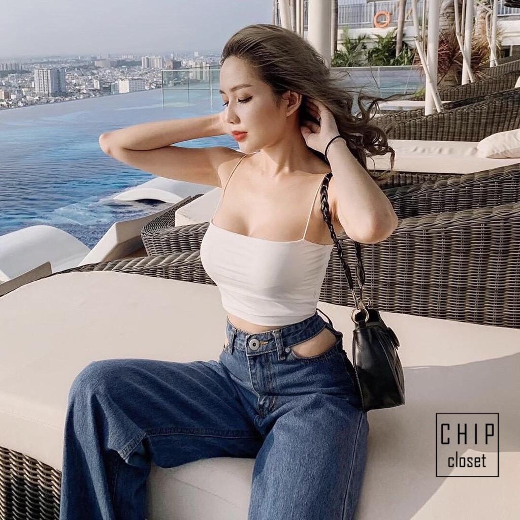 Áo 2 Dây Sợi Bún Thun Gân Siêu Đẹp Croptop Tăm Xinh Xắn HD001