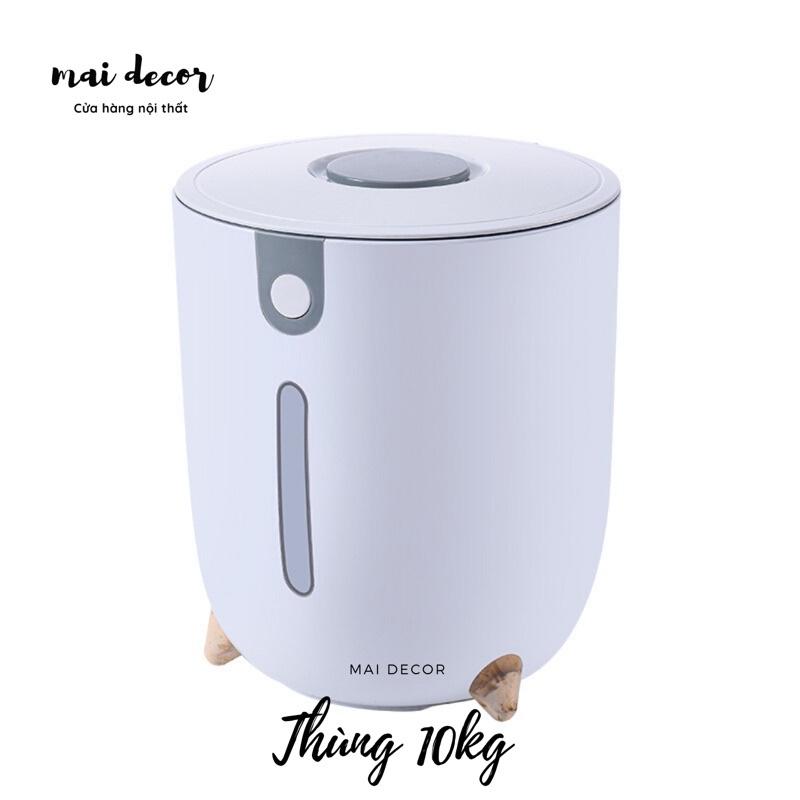 Thùng Đựng Gạo Hiện Đại, Dung Tích 5kg, 10kg Có Chân Trụ Và Dụng Cụ Cân Đo Đi Kèm