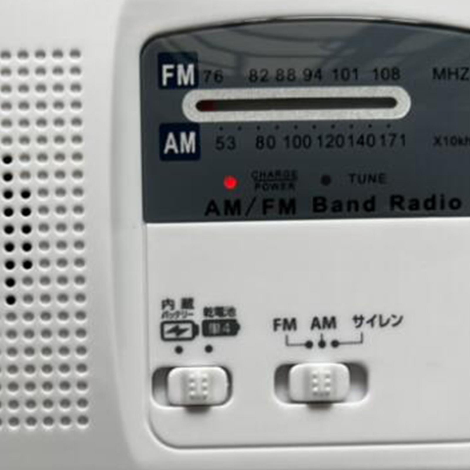 Powered Radio Solar Crank Battery AM/FM Radio White