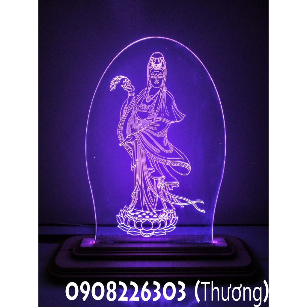 Đèn LED 3D hình phật Quan Âm, đèn để bàn
