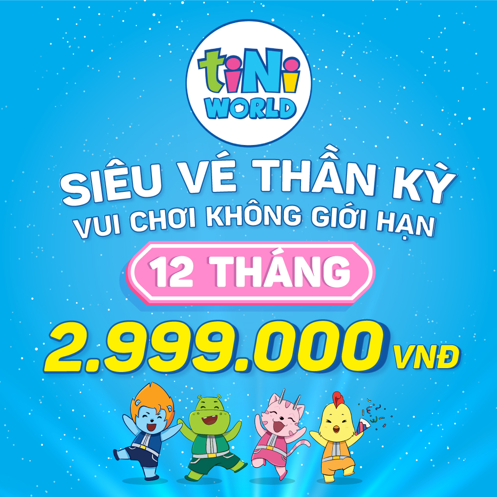- Gói siêu vé điện tử vào cổng tiNiWorld VÀ tiNiPark vui chơi thả ga trong vòng 12 Tháng MGK12