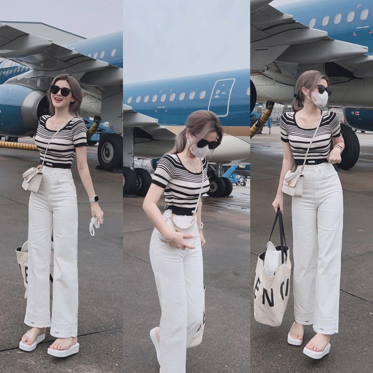 Quần jean trắng, quần bò ống suông nữ màu trắng ulzzang lưng cao viền lai thêu chữ D-I-0-R 2 ống thời trang
