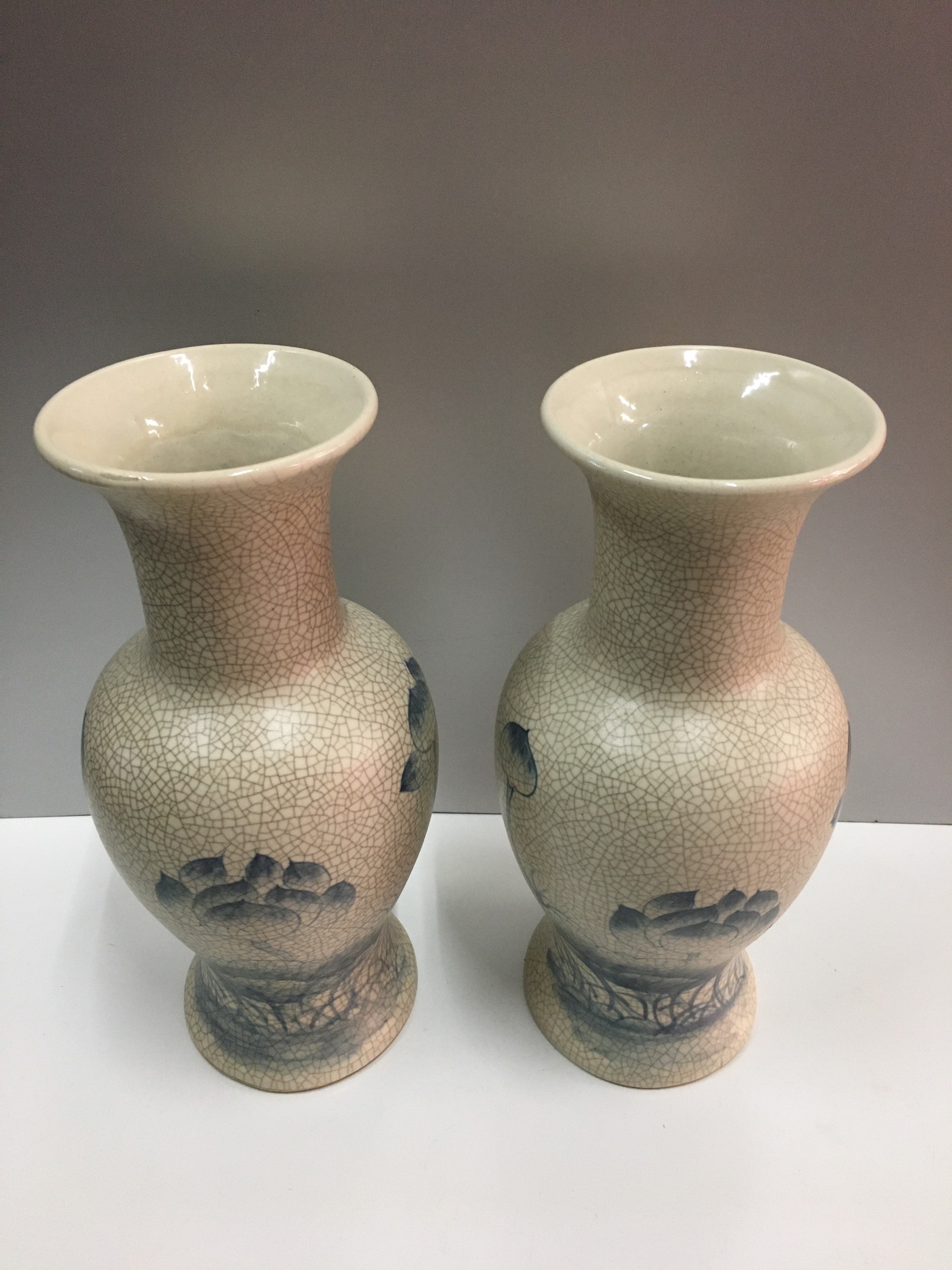 Lọ hoa vẽ sen men rạng combo 2 lọ hoa