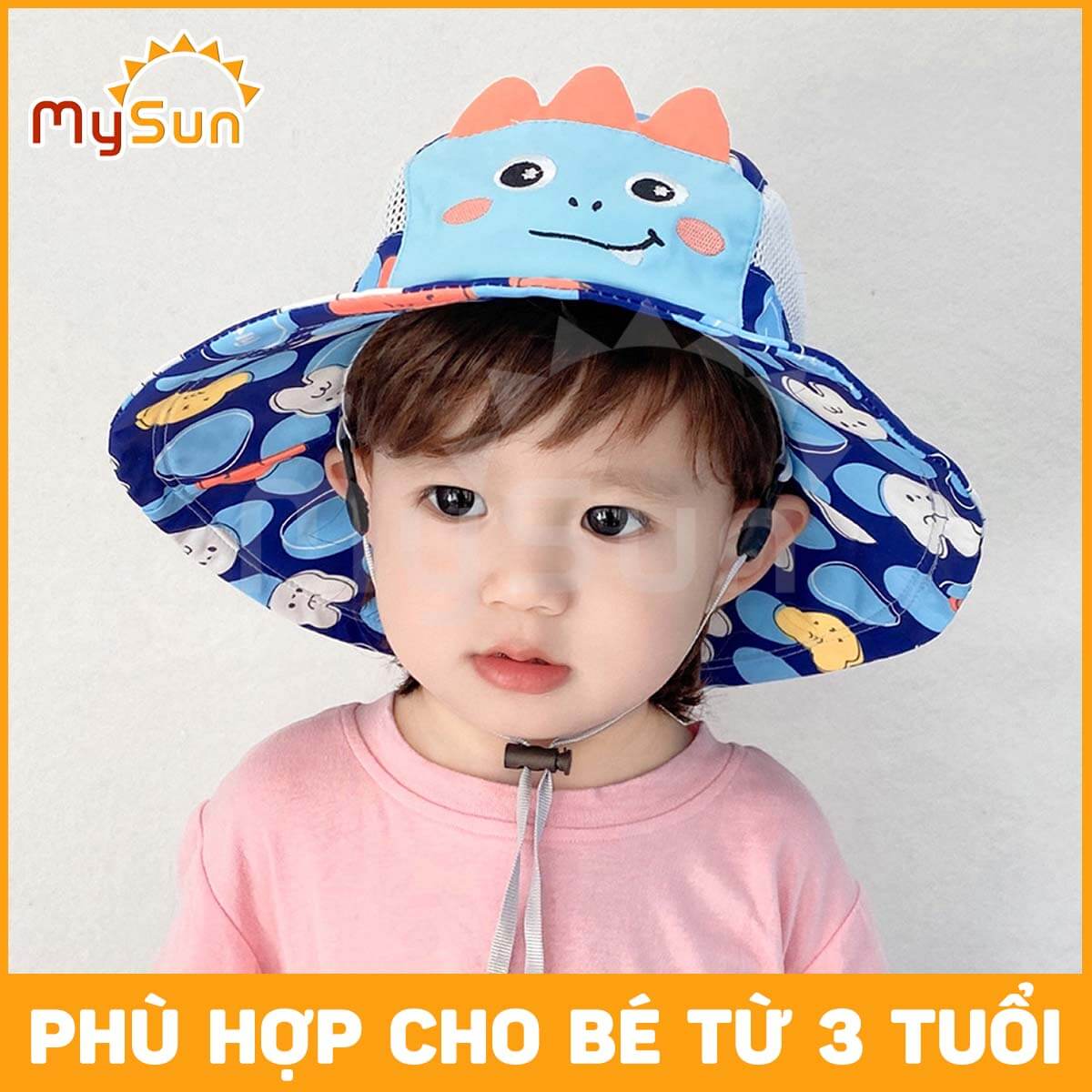 Nón mũ chống che nắng cho bé gái, trai vành rộng vải lưới thoáng khí MySun