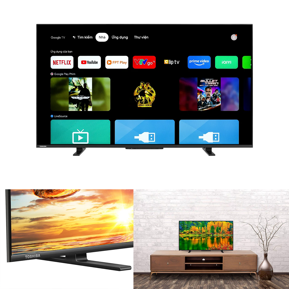 Google Tivi QLED TOSHIBA 55 inch 55M550LP, Smart TV Màn Hình Quantum Dot 4K UHD - Loa 49W - Hàng Chính Hãng