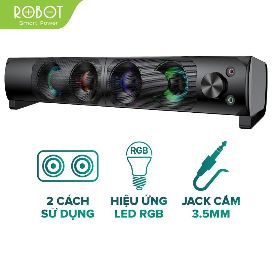 Loa Thanh SOUNDBAR ROBOT RS300 Kiểu Dáng Gaming - Hiệu ứng LED RGB - Công suất lớn 6W - Hàng Chính Hãng