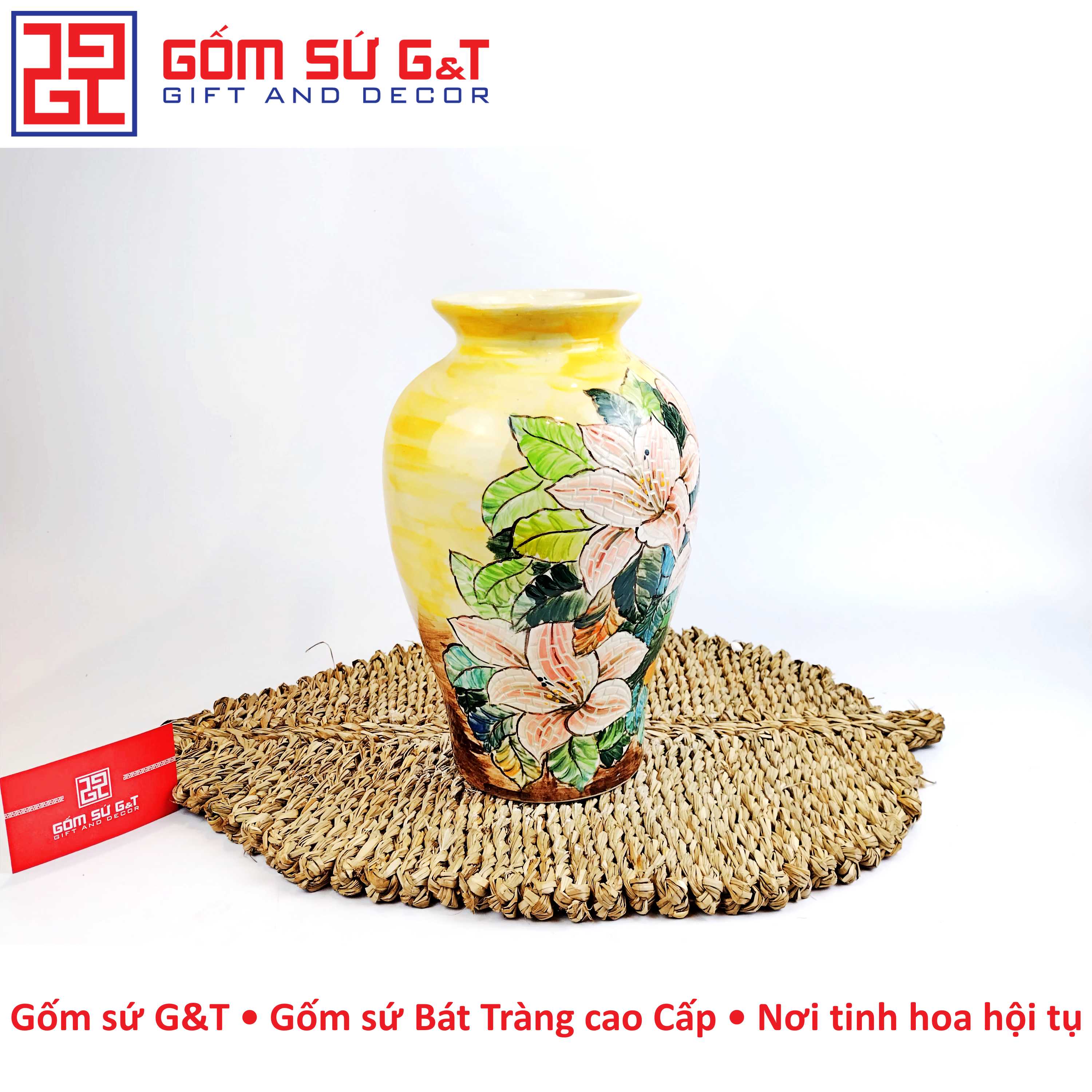 Lọ hoa dáng chum hoa ly Gốm Sứ G&T