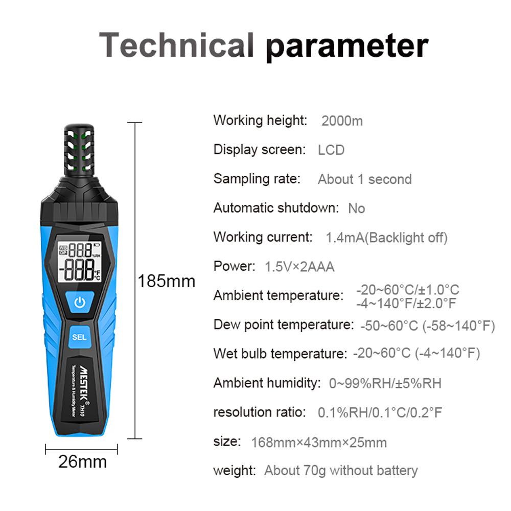 Handheld Digital LCD Display Temperature and Humidity Monitoring Meter Multifunctional Hygrothermograph ℃ and ℉ Switchable