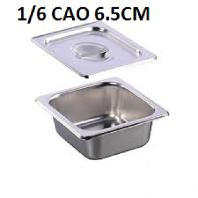 Khay inox đựng topping 1/6, khay đựng thạch, đựng thức ăn