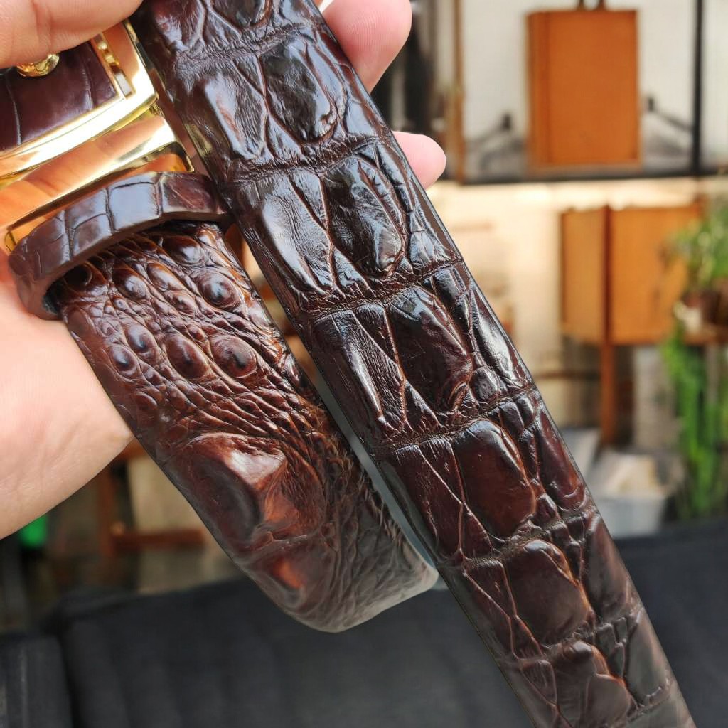 Thắt Lưng Gù Gai Cá Sấu Rất Đẹp TS103A (mặt vàng)