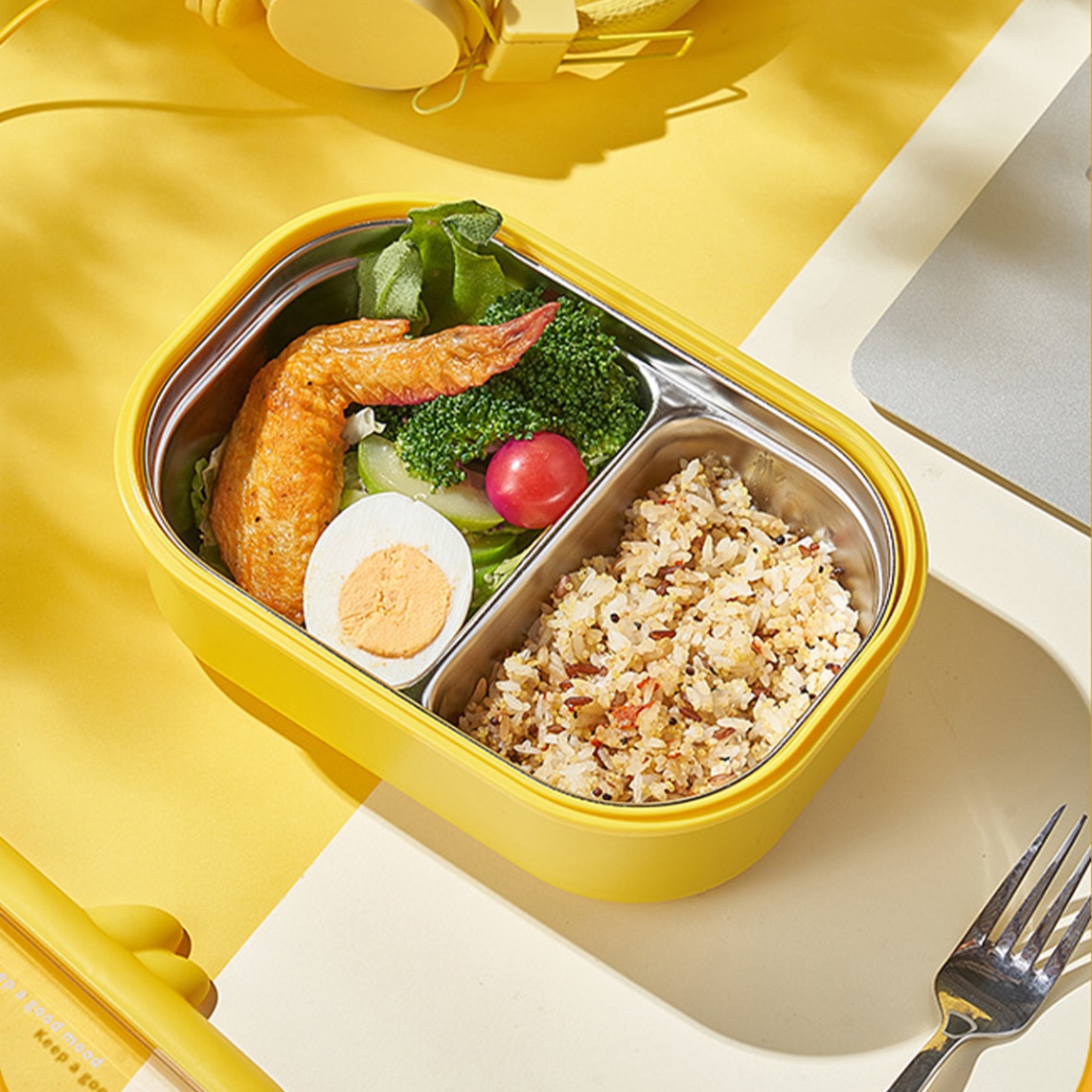 Hộp cơm Inox 2 ngăn hình thú giữ nhiệt mini cute bằng nhựa - inox cho bé đi học, cho mẹ đi làm văn phòng