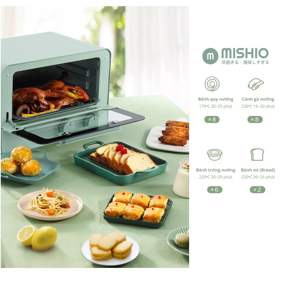 Lò nướng 12L Mishio MK342 dải nhiệt 60-230 độ