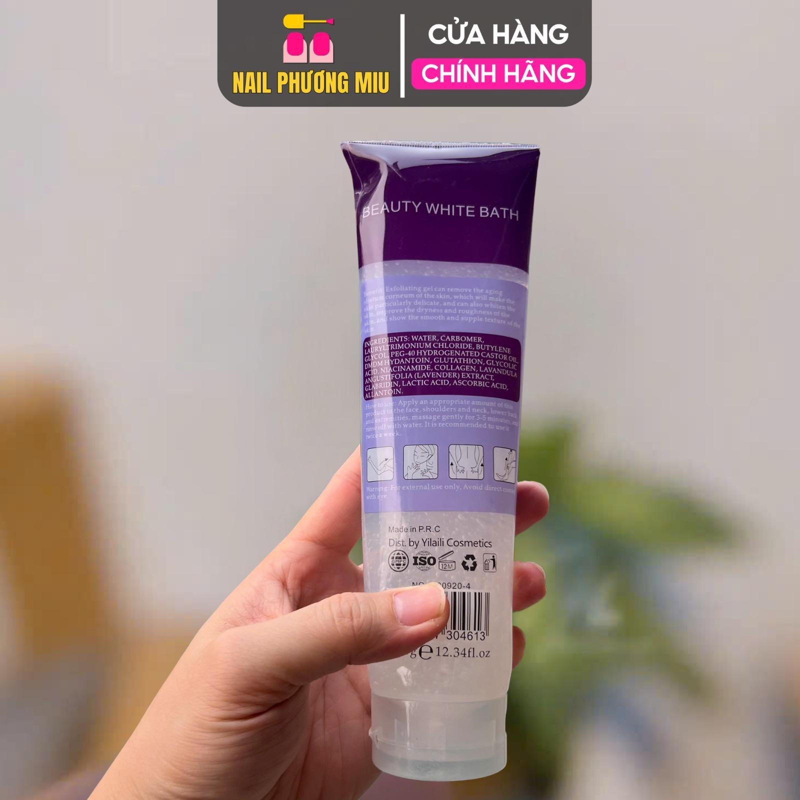 Gel Tẩy Da Chết Meinaier 350g Làm Nail, Tuýp Kem Tẩy Tế Bào Da Thừa Loại To, Làm Mát, Sáng Dịu Da Spa Beauty White Bath Dưỡng Body Nữ
