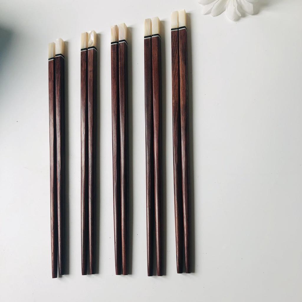 Đũa Gỗ Trắc Đỏ 25cm Cán Khảm Trai Trắng,Đũa Phong Cách Nhật Bản, Phụ Kiện Nhà Bếp, Chụp Ảnh Decor