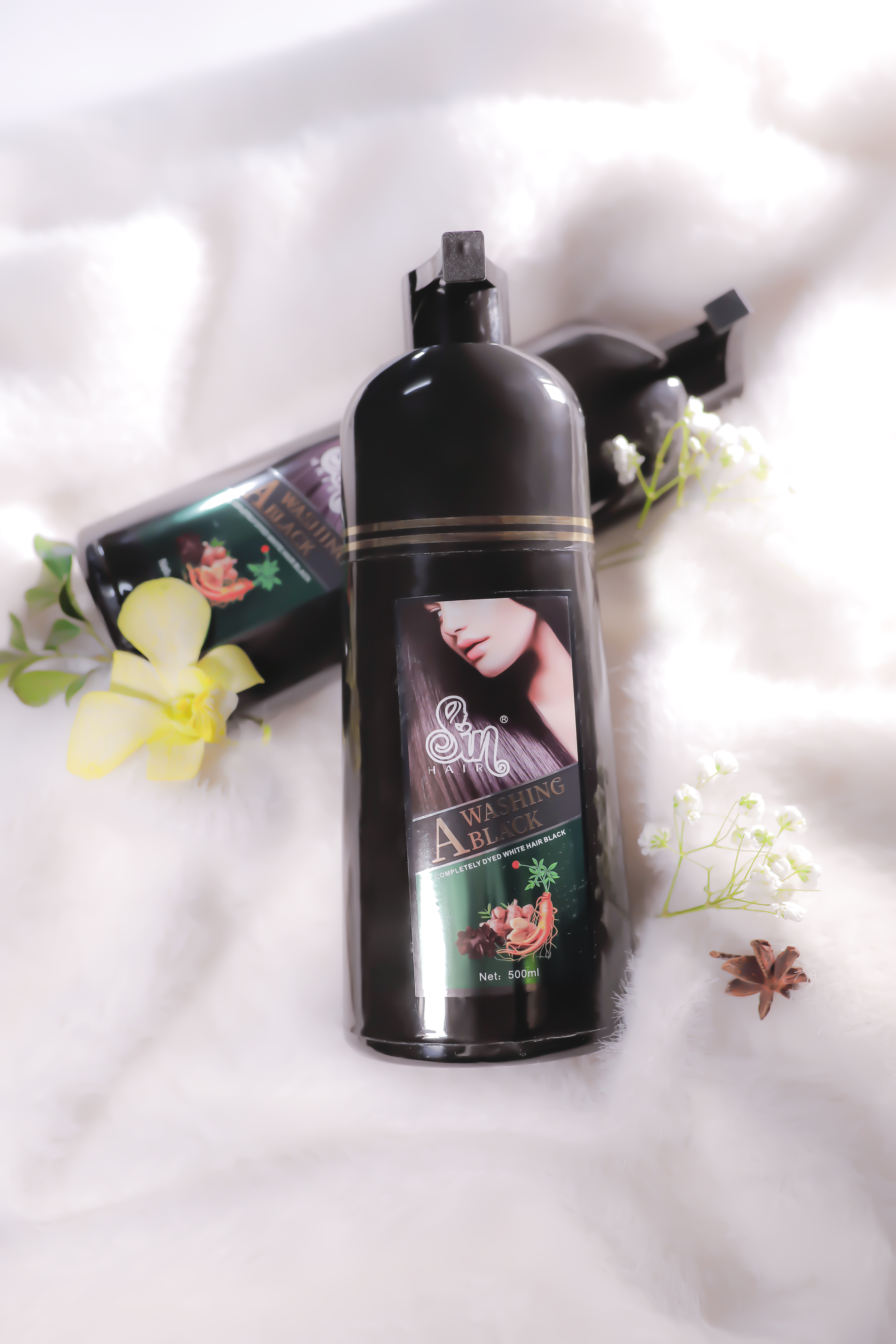 Dầu gội phủ bạc Sin Hair 500ml phủ màu đen nâu tóc tự nhiên nhân sâm