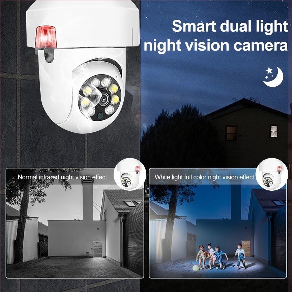 Camera Không Dây Báo Khói Báo Cháy Đàm Thoại 2 Chiều Hình Bóng Đèn,1080P, Phát Hiện Báo Động Chuyển Động, Xoay 360 Độ.