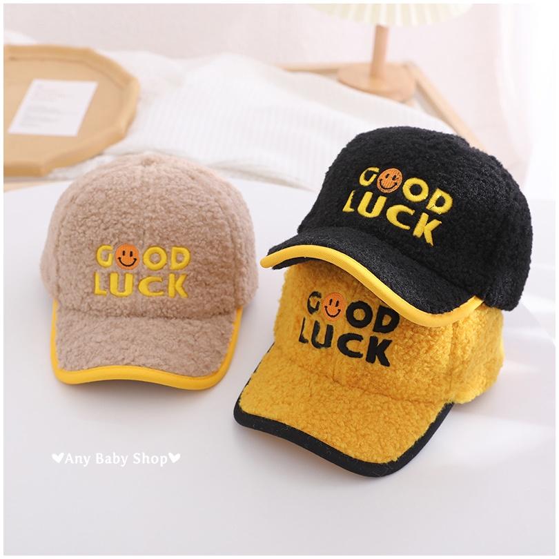 Nón mũ lưỡi trai trẻ em thêu chữ Good Luck cho bé trai và bé gái nhiều màu xinh yêu