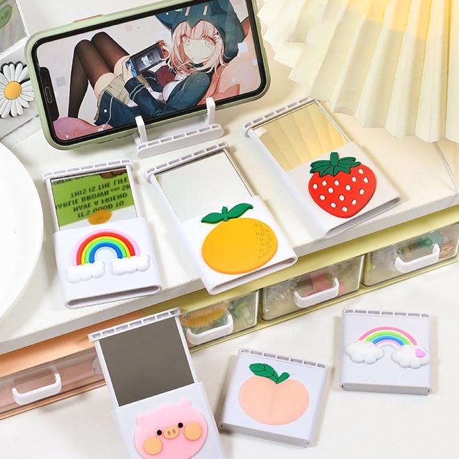 Gương Mini Tích Hợp Giá Đỡ Điện Thoại Siêu Sáng Tạo - Gương Trang Điểm Bỏ Túi Tiện Lợi DUASHOP.