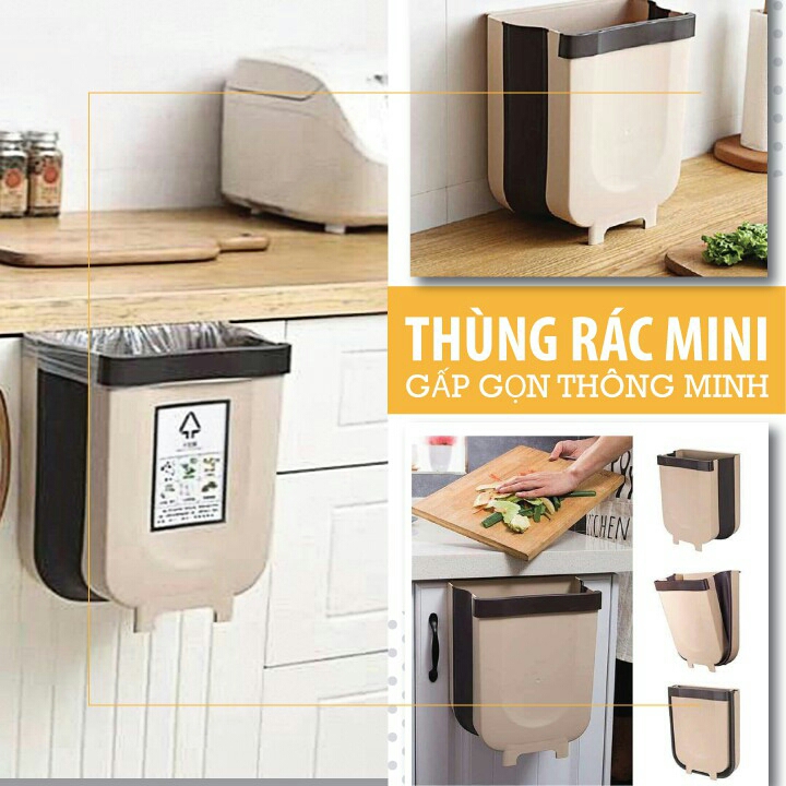 Thùng rác thông minh gấp gọn gắn cạnh tủ bếp, xe ô tô -TRGG
