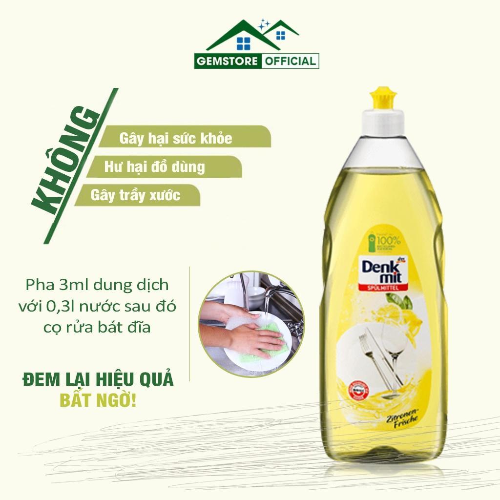 Nước Rửa Chén Bát Đa Năng Denkmit, Dung Dịch Rửa Bát Đĩa, Dung Tích 1L, Hương Chanh, Nhập Đức