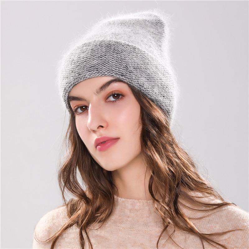 Xthree mới nữ Nón Mùa Đông nón len Angola lông Thỏ bò Bonnet mũ bé gái mùa thu trai nữ giữ ấm nón lưỡi trai thời trang