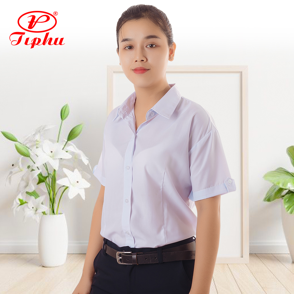 Áo sơ mi trắng tay lỡ, đồng phục nữ sinh, thời trang công sở, form chuẩn basic, size đến 80kg, vải KT Silk mượt mà