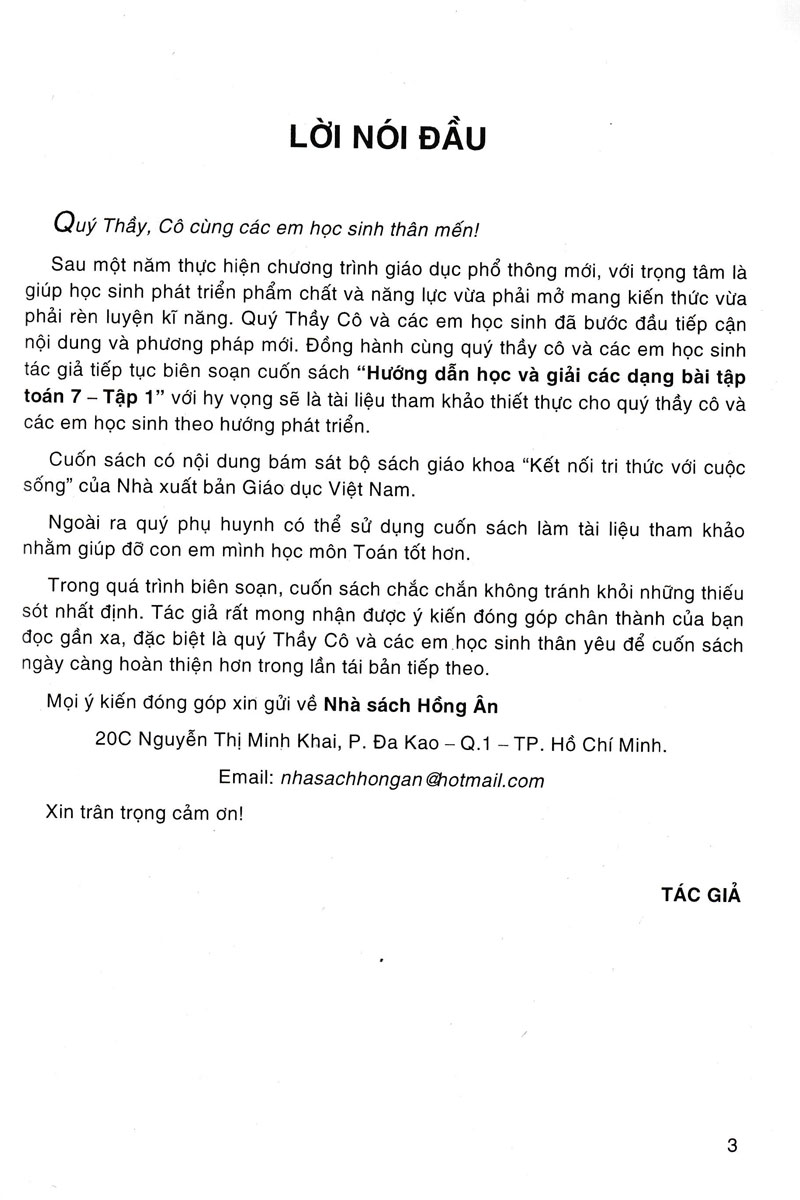 Sách tham khảo- Hướng Dẫn Học &amp; Giải Các Dạng Bài Tập Toán 7 - Tập 1 (Bám Sát SGK Kết Nối Tri Thức Với Cuộc Sống)_HA