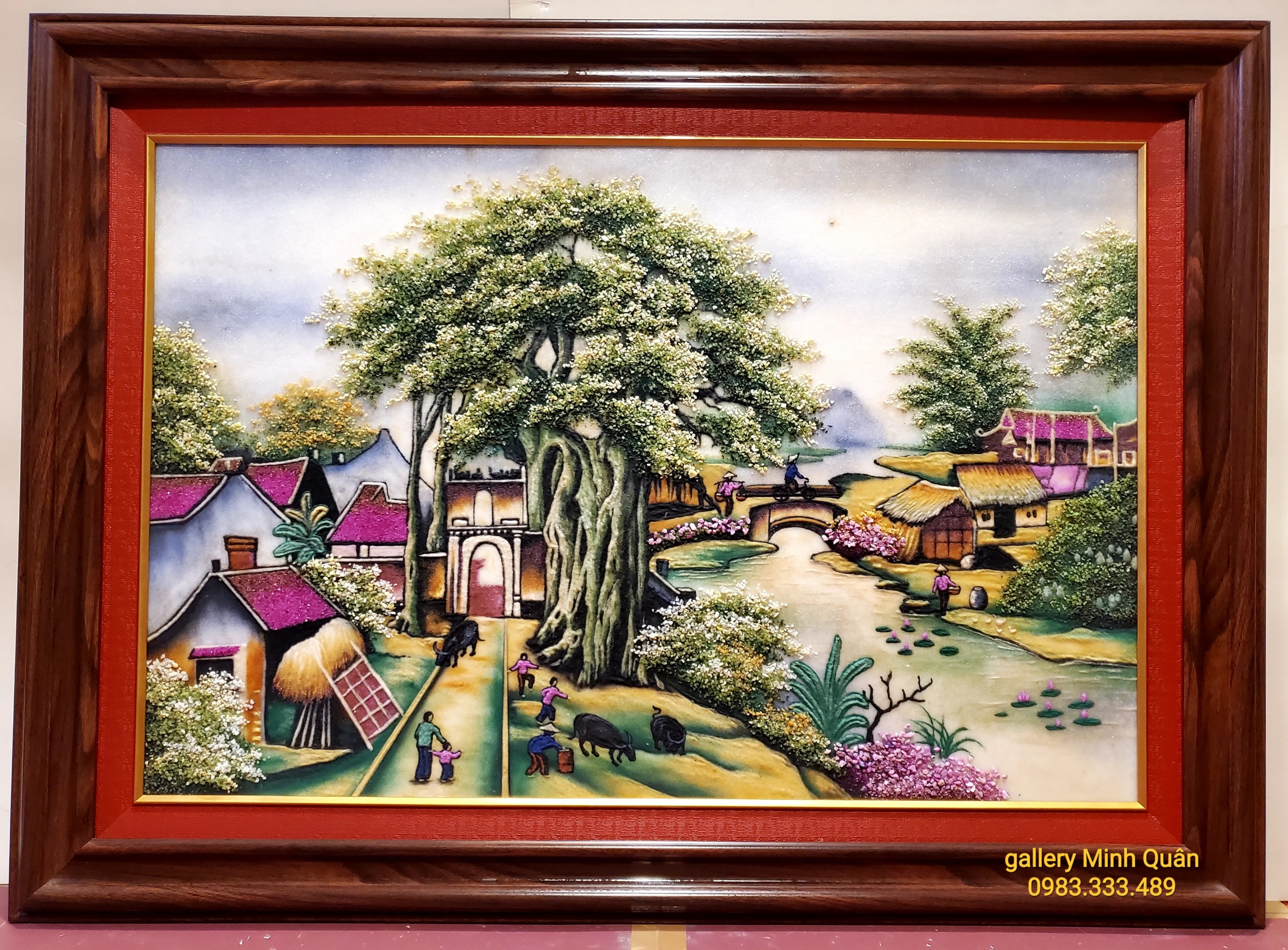 Tranh đá tự nhiên - Làng Quê Bắc Bộ