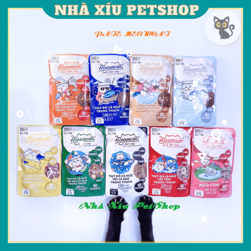 Pate cho mèo Meowcat 1 Thùng ( 48 Gói Mix Vị ) - Nhà Xíu PetShop