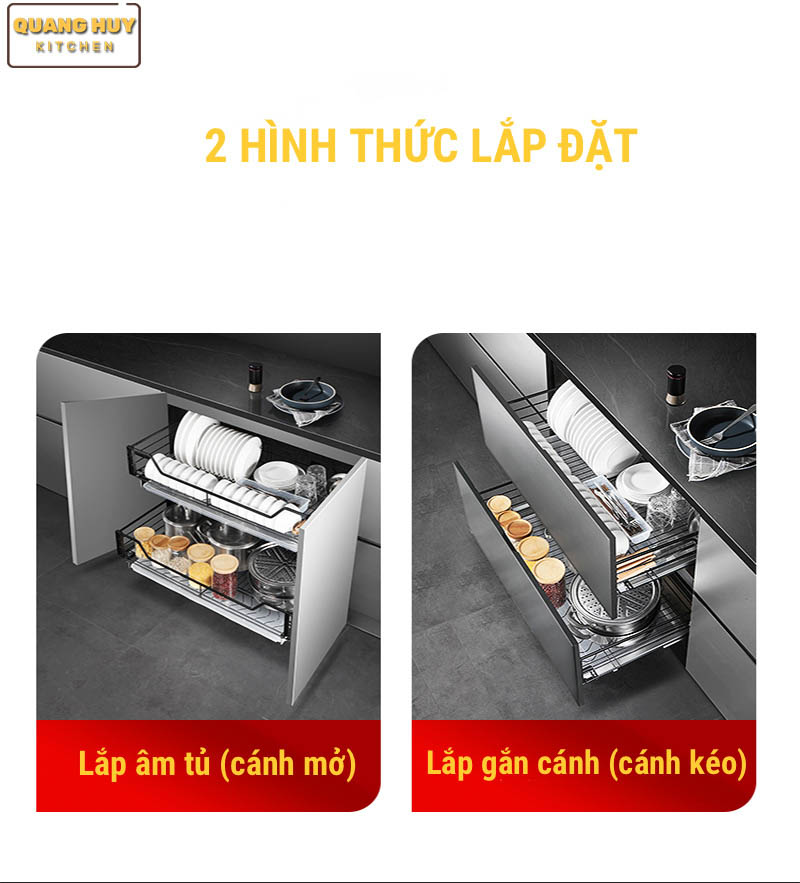 Giá bát đĩa tủ dưới inox sơn Nano bảo hành 10 năm không han gỉ thương hiệu Grob