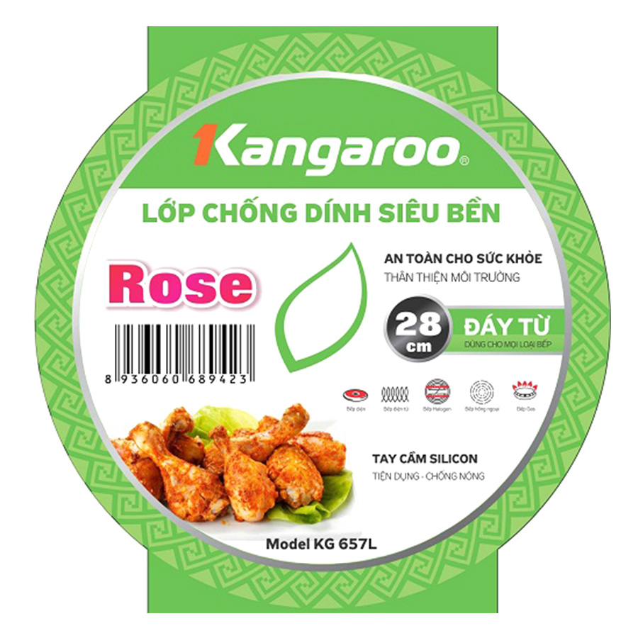 Chảo Nhôm Chống Dính Sâu Lòng Đáy Từ Kangaroo KG657L (28cm)