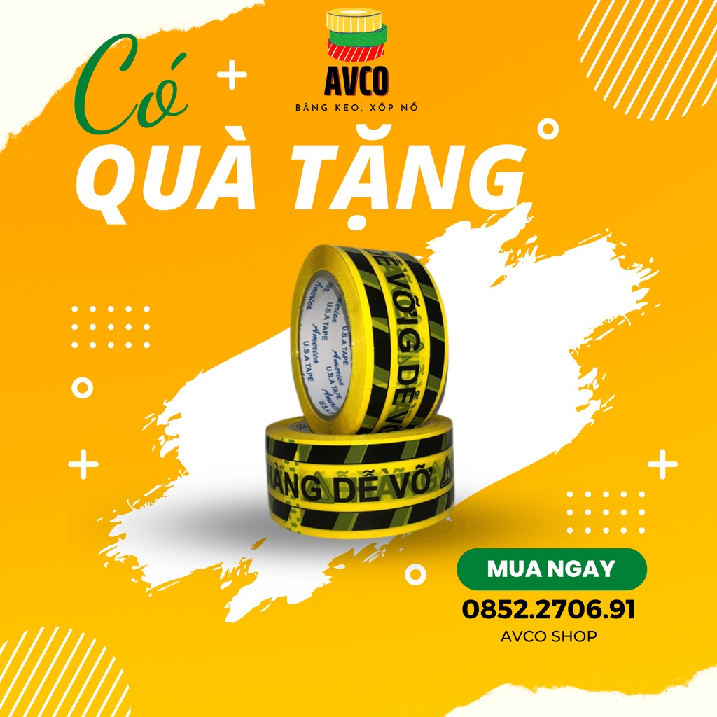 Băng dính hàng dễ vỡ AVCO siêu dai không thấm nước dùng gói hàng