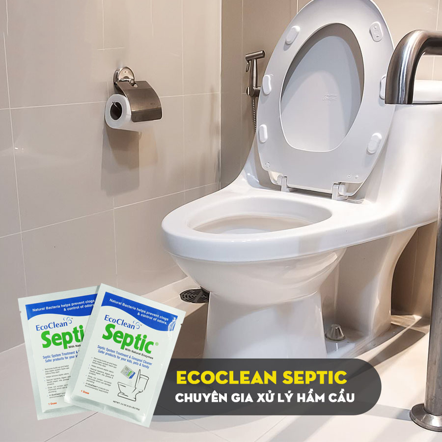 3 Gói EcoClean Septic - Men Vi Sinh Xử Lý Hầm Cầu, Bể Phốt Đầy, Tràn - Túi Gói 100gram - Bộ 3 Gói Tiết Kiệm