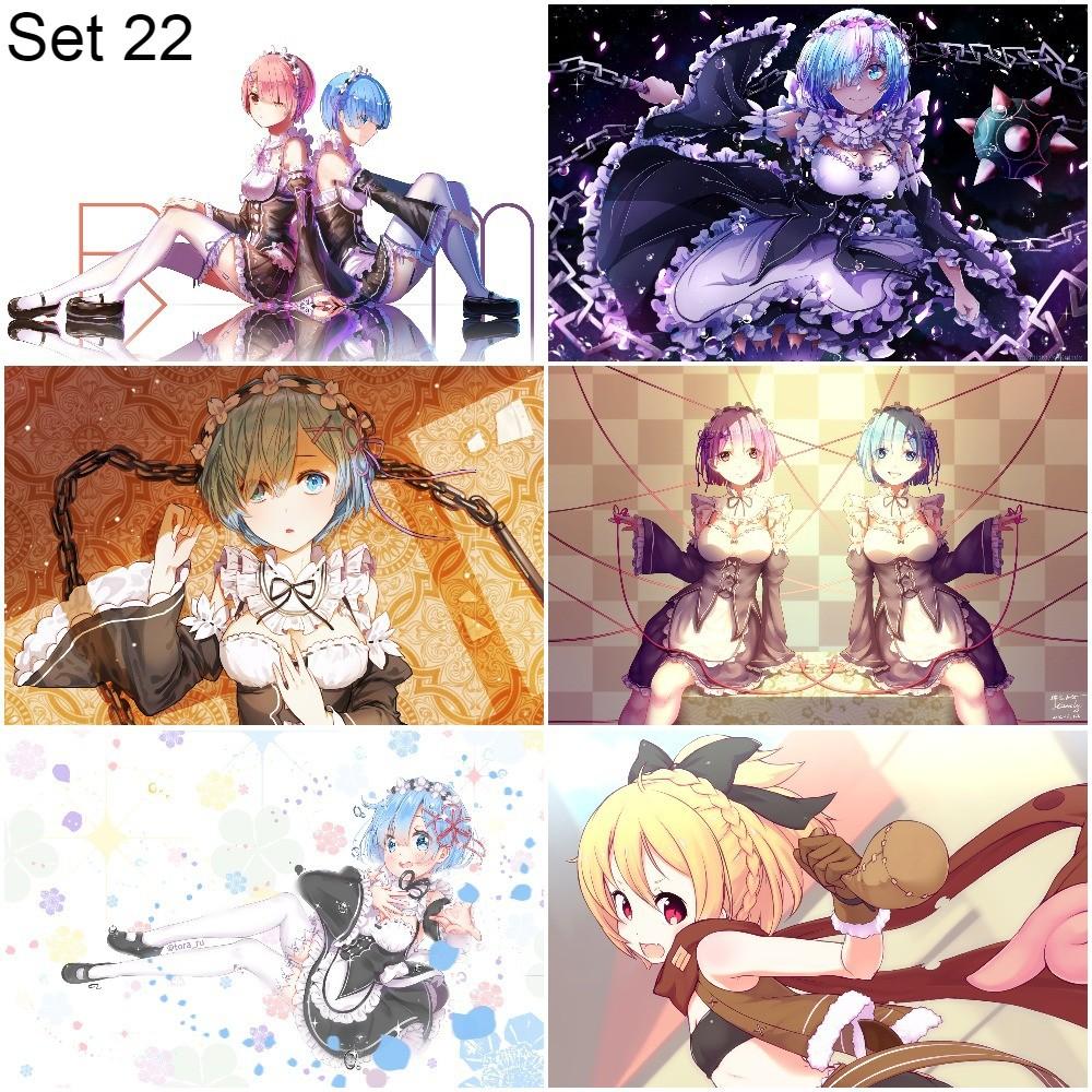 Bộ 6 Poster anime Re:Zero − Bắt đầu lại ở thế giới khác (3) (bóc dán) - A3,A4,A5