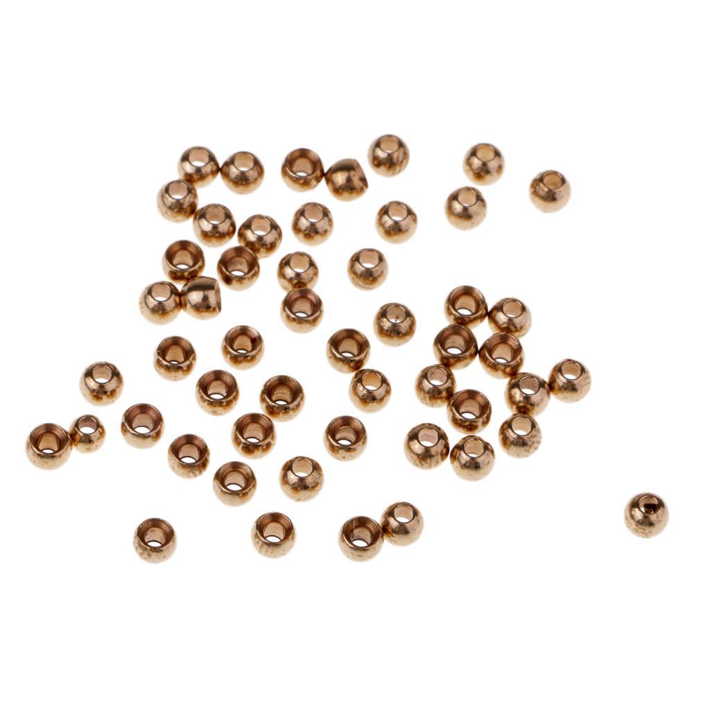Set of 100pcs Fly Tying Beads Brass Beads Head Fly Fishing Nymph Head Ball Beads