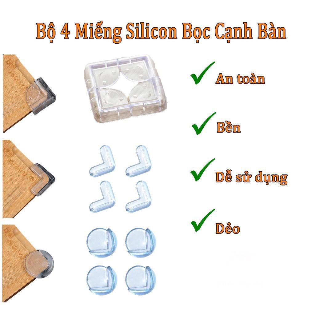 Bộ 4 Miếng Dụng Cụ Silicone Chặn Và Bịt Góc Bàn Tủ Cửa Bảo Vệ Bé 88258