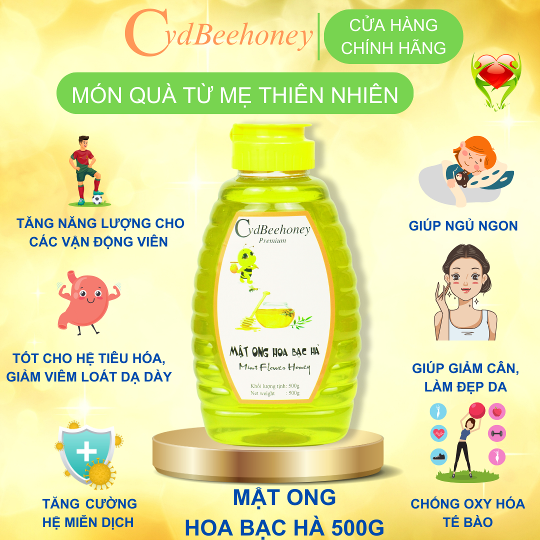 Mật Ong Hoa Bạc hà 500g Cvdbeehoney- Premium Mint Flower Honey