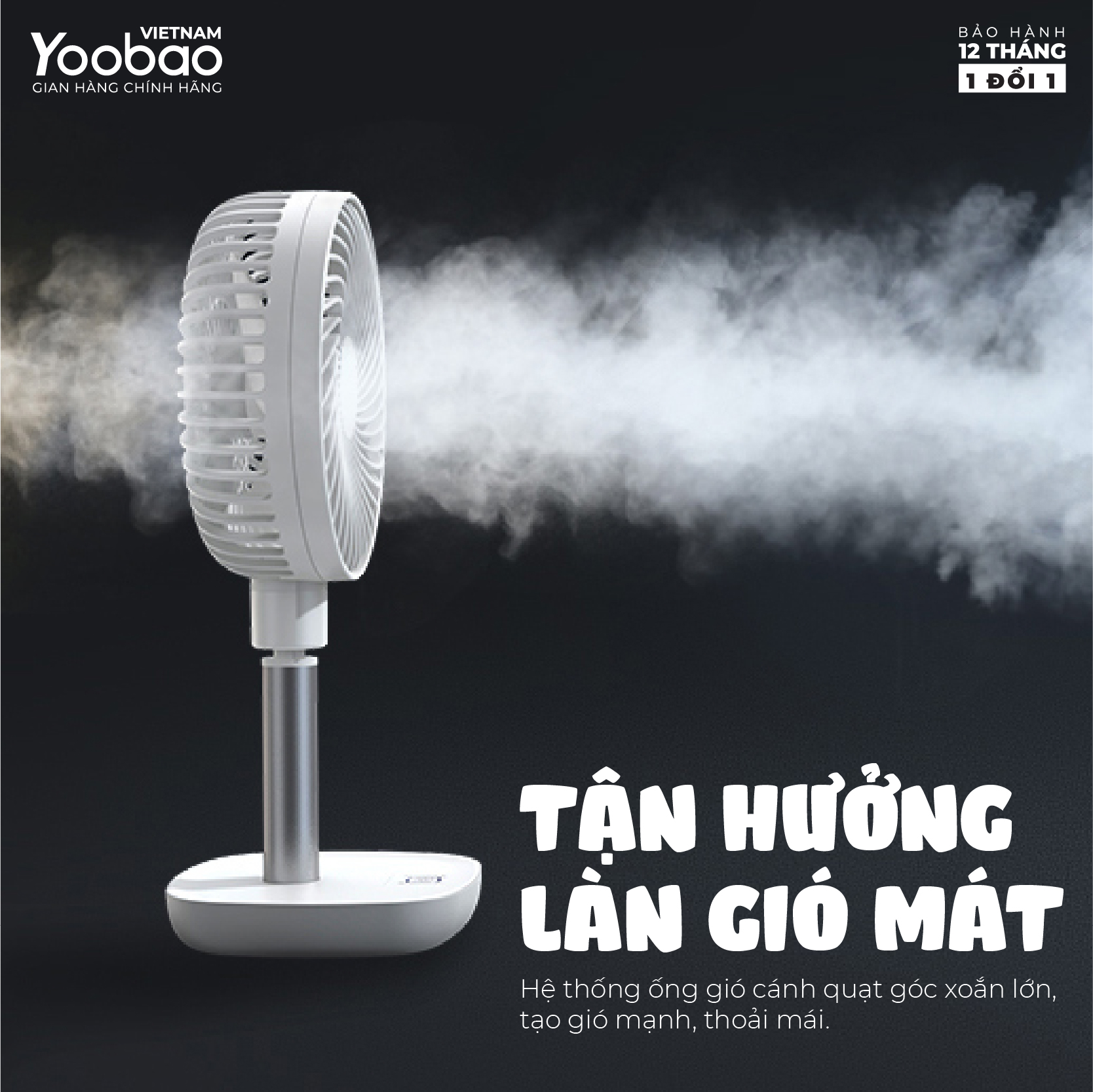 Quạt sạc mini để bàn YOOBAO F1 4000/10000mAh - Có thể chạy 60 giờ liên tục - Hàng chính hãng