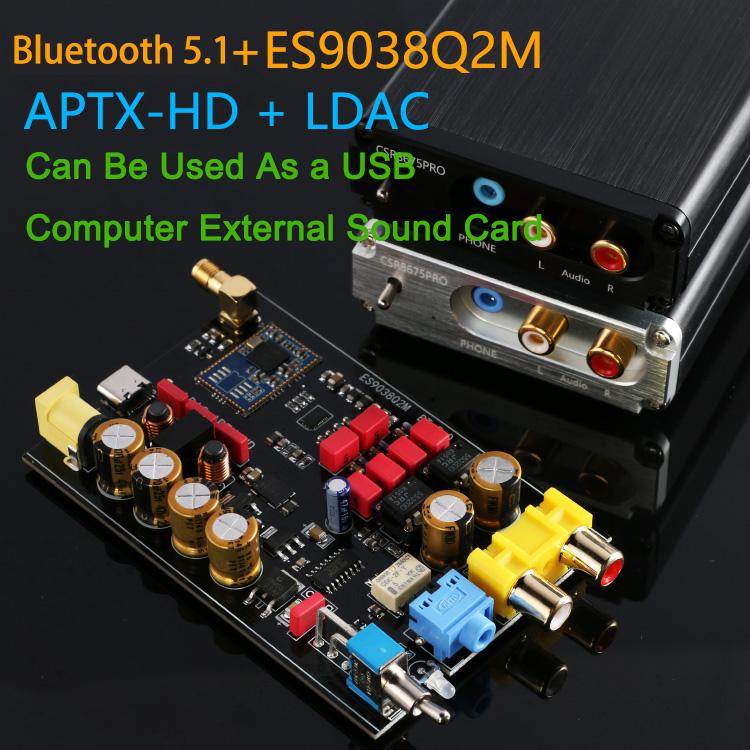 Rod Rain Audio ES9038Q2M QCC5125 USB DAC Bluetooth 5.1 Wireless Receiver Sound DAC APTX-HD Lossless LDAC Decoder Ear Amplifiers