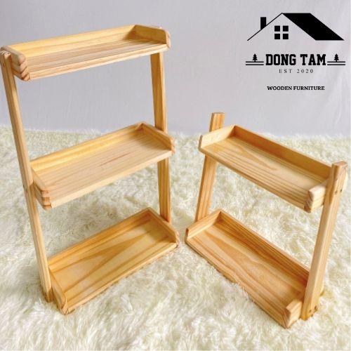 Kệ gỗ 3 tầng - Kệ để gia vị - Kệ sát tường - Chất liệu gỗ thông